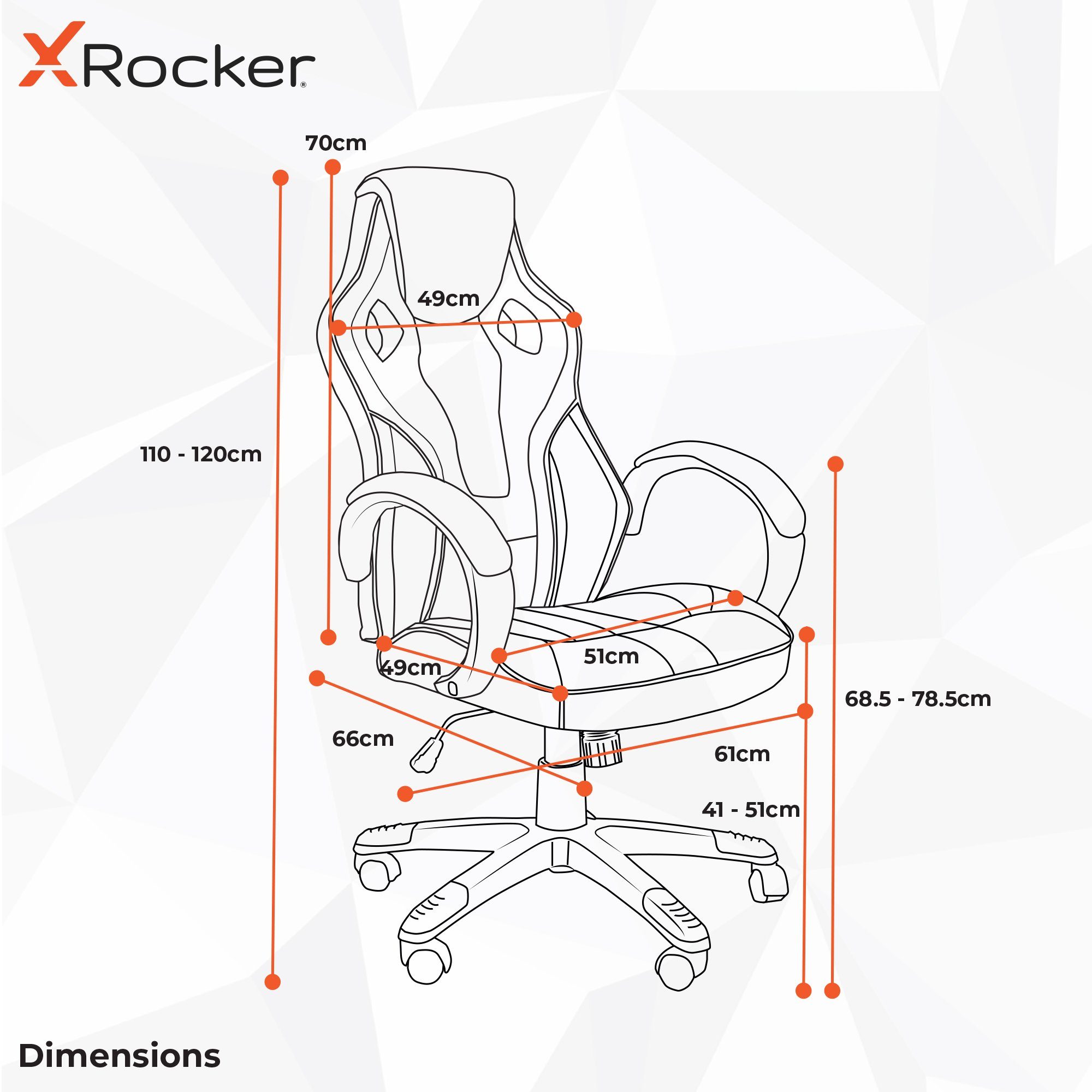 X Rocker Gaming-Stuhl Maverick - Ergonomischer Bürodrehstuhl für Jugendliche & Erwachsene