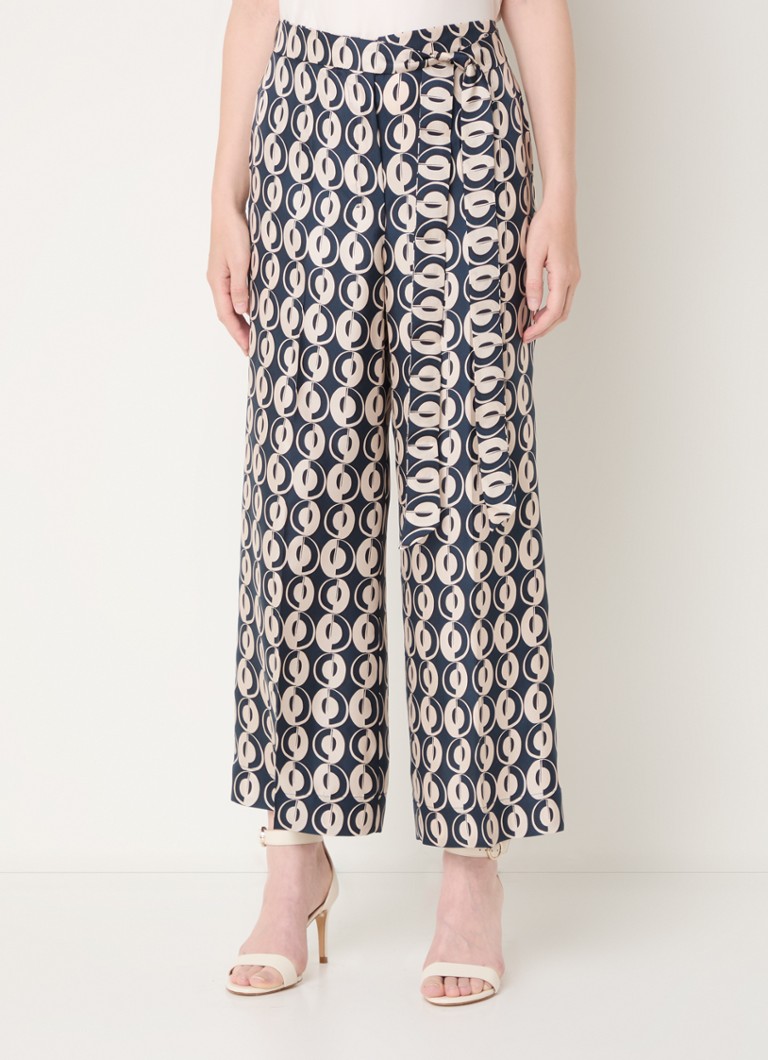 MaxMara Timeb high waist loose fit cropped silk trousers with tie belt