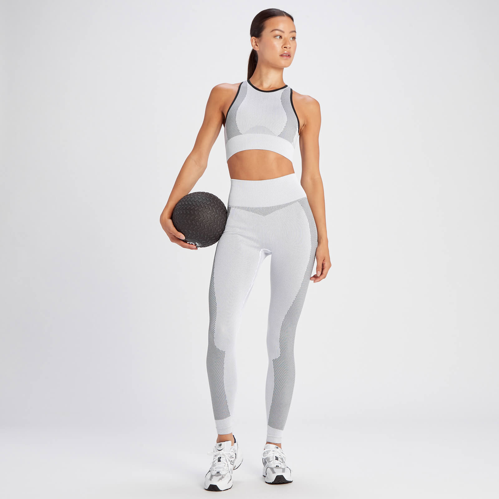 Legging côtelé sans coutures MP Contrast pour femmes – Blanc/Noir
