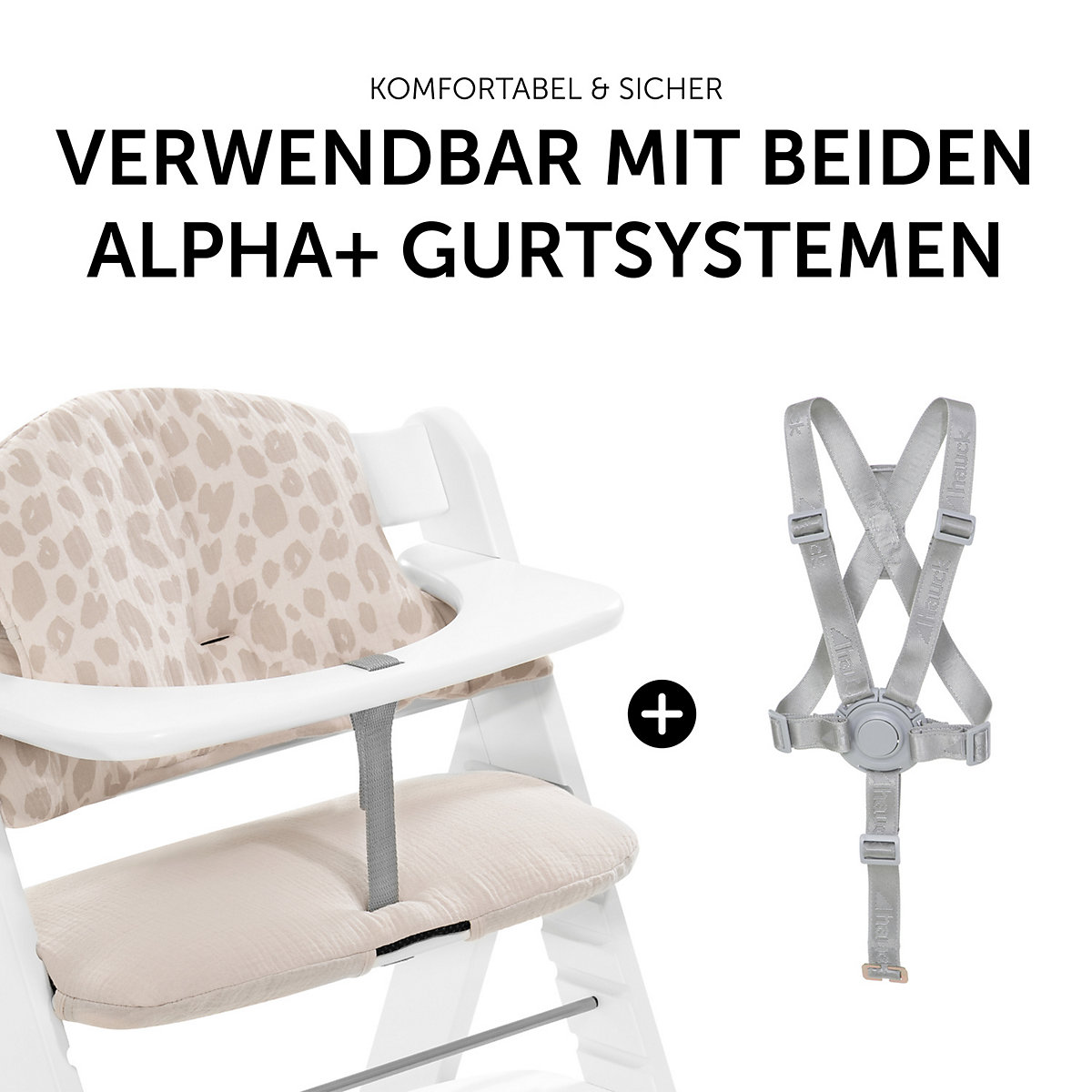 Sitzauflage Alpha Highchair Pad Select, Musselin Leo Natural