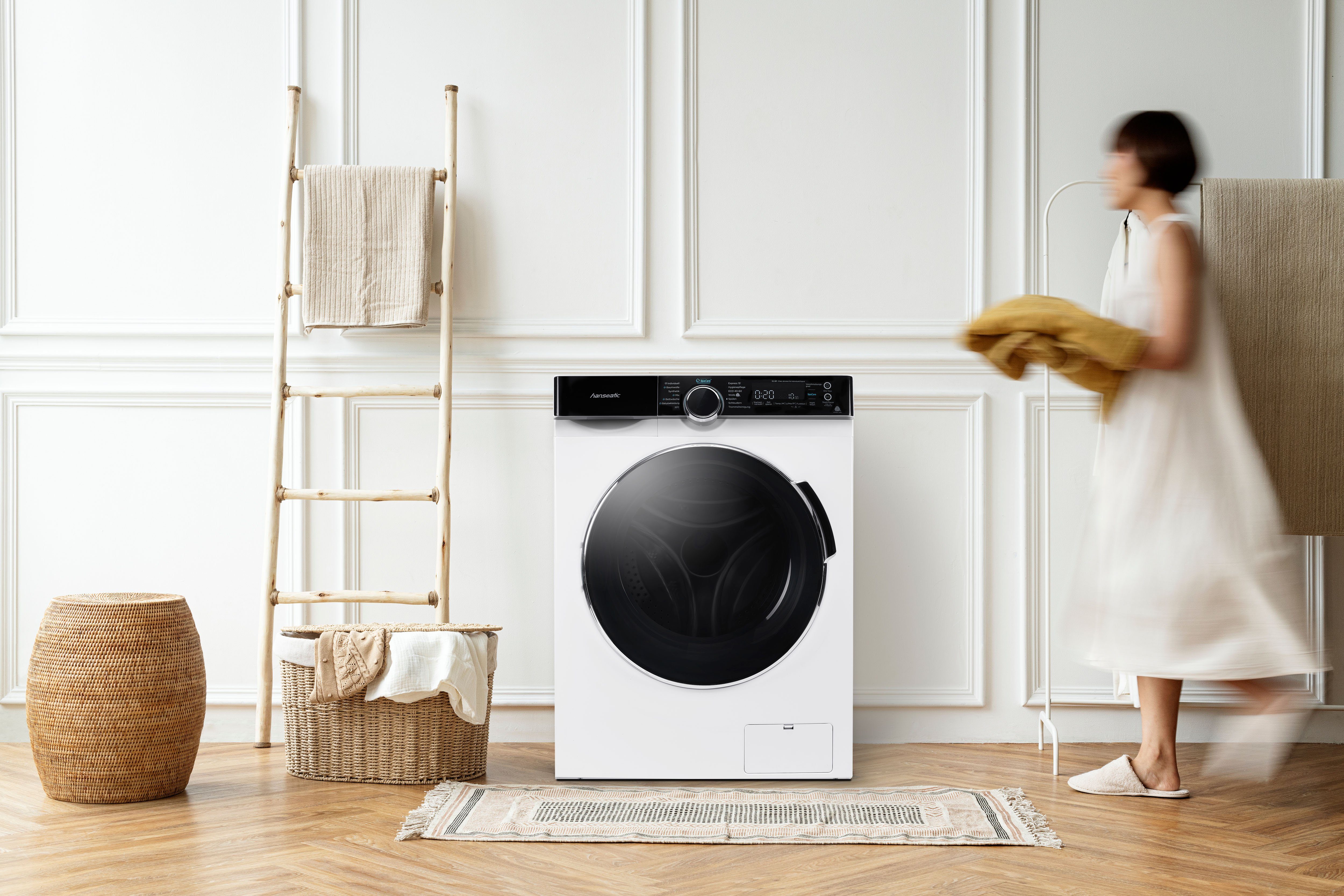 Hanseatic Waschmaschine HWMK814A, 8 kg, 1400 U/min, Mengenautomatik, Nachtwaschprogramm, Überlaufschutz, Dampfoption