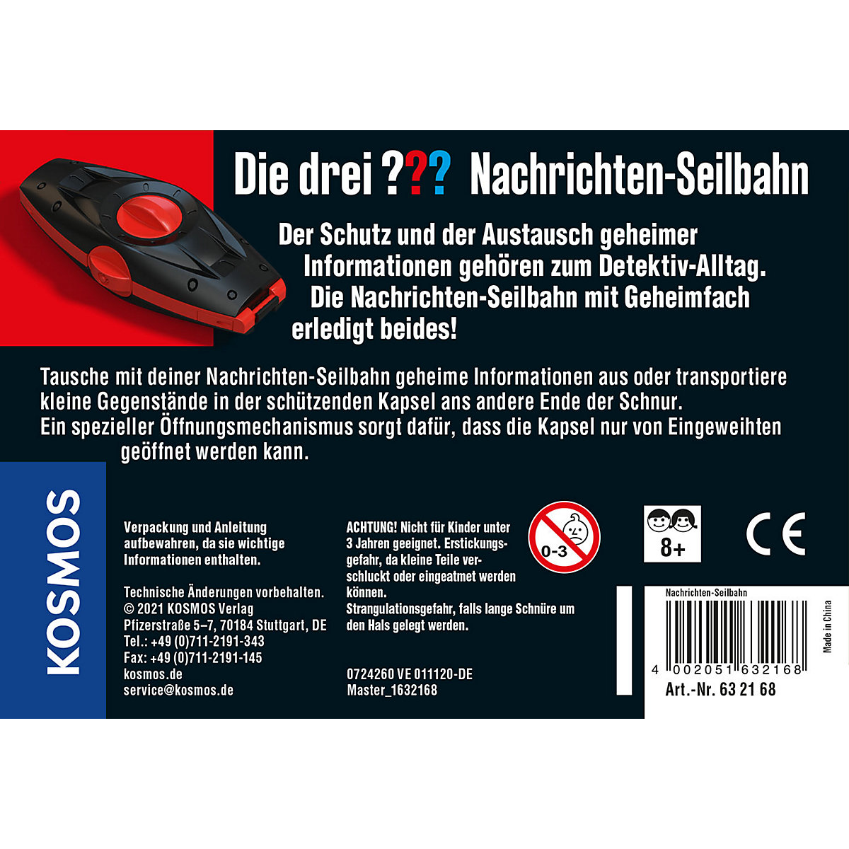 Die drei  Nachrichten-Seilbahn (große Dose)