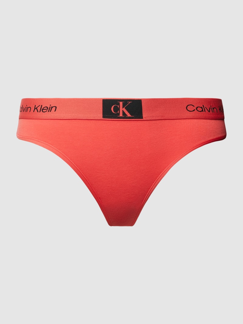 String mit elastischem Logo-Bund in koralle
