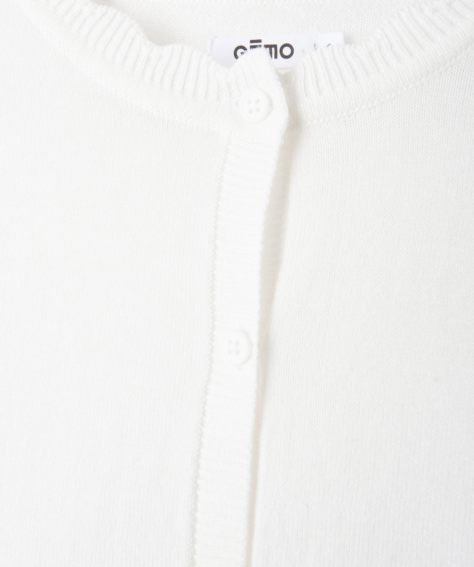 Gilet fille en maille fine à col fantaisie ecru | GEMO