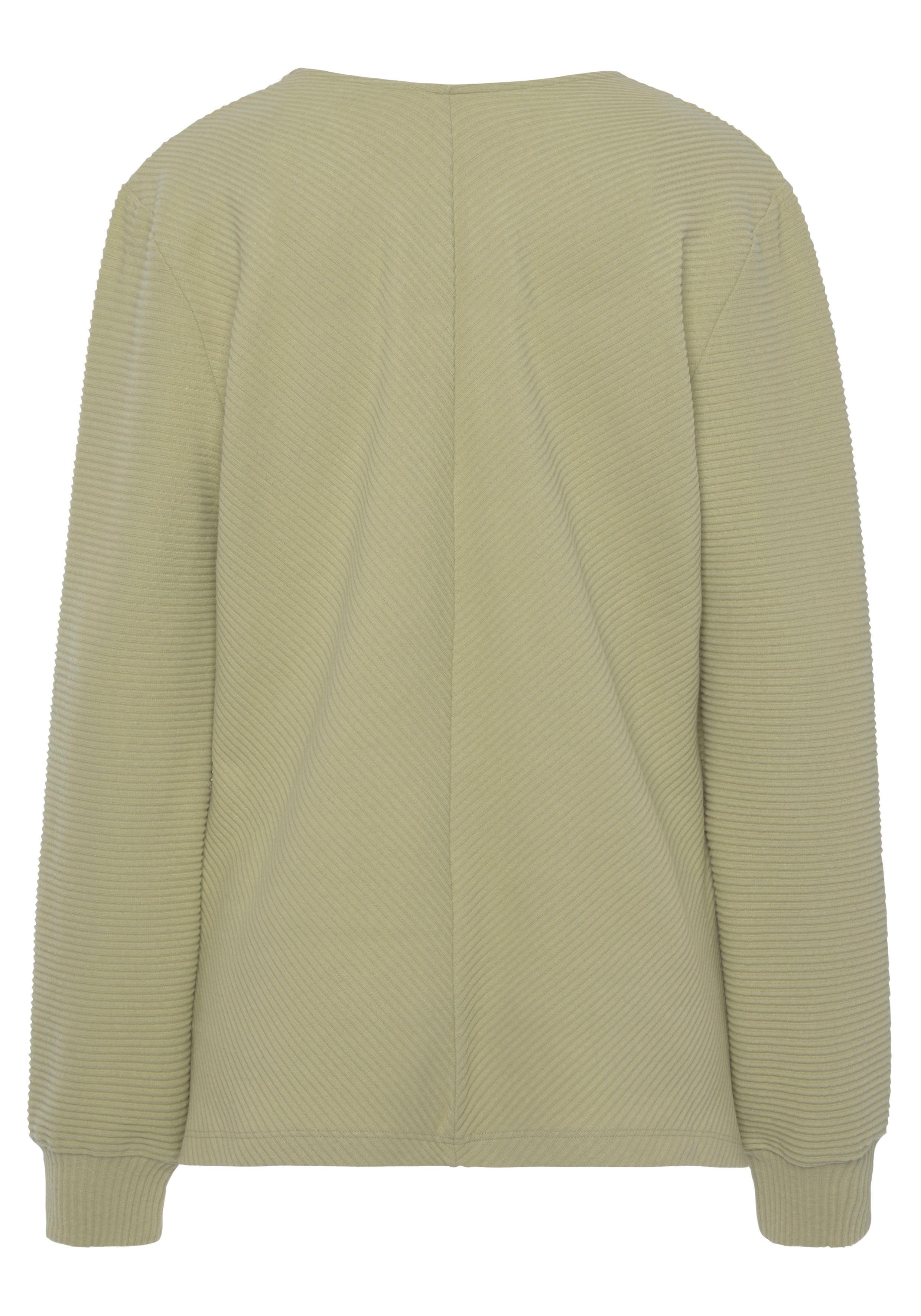 s.Oliver Sweatshirt -Langarmshirt mit V-Ausschnitt und weiche Rippbündchen, Loungeanzug