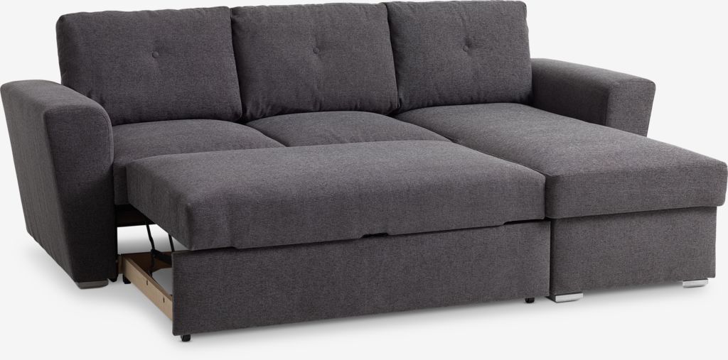 VEJLBY Sofa rozkładana z szezlongiem VEJLBY ciemnoszara tkanina