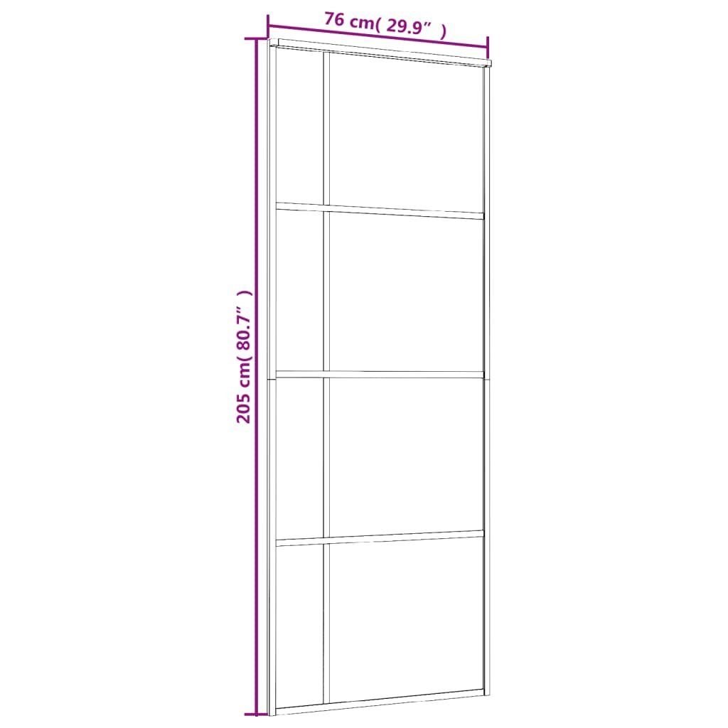 vidaXL Haustür Schiebetür ESG-Glas und Aluminium 76x205 cm Schwarz (1-St)