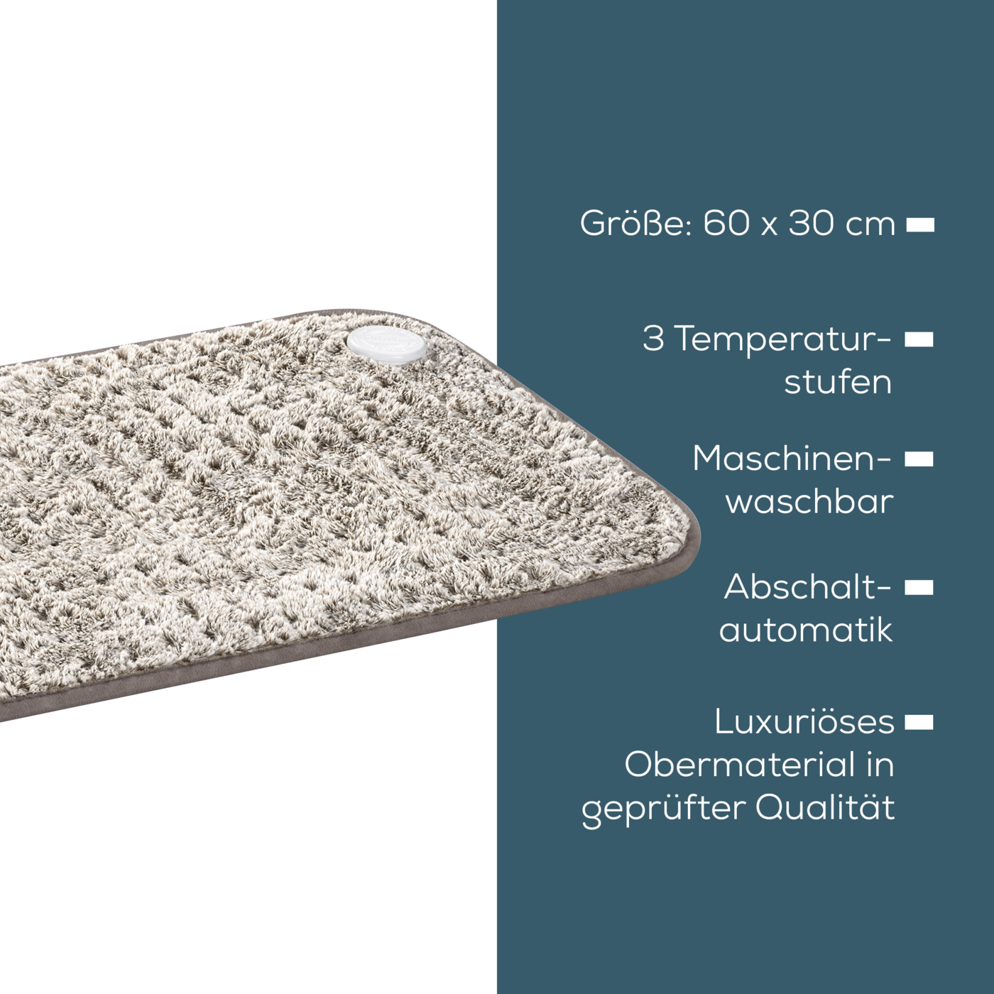 Beurer HK 123 XXL Nordic Taupe Heizkissen-Atmungsaktives Kuschel-Fleece Heizkissen im XXL-Format & 3 Wärmestufen