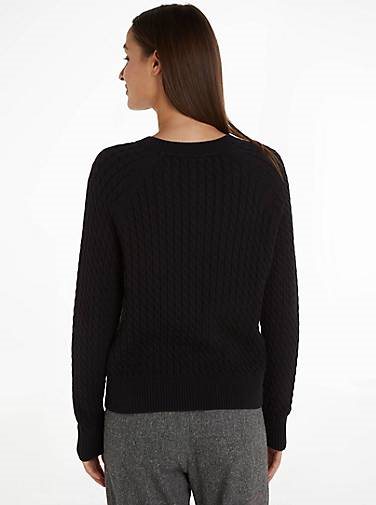 TOMMY HILFIGER Damen Strickjacke CO MINI CABLE C-NK CARDIGAN