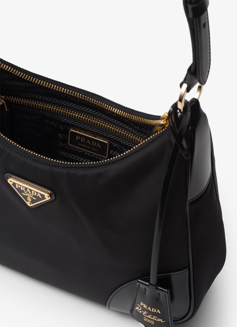 Prada Re-Edition 2002 Re-Nylon-veske med skinndetaljer