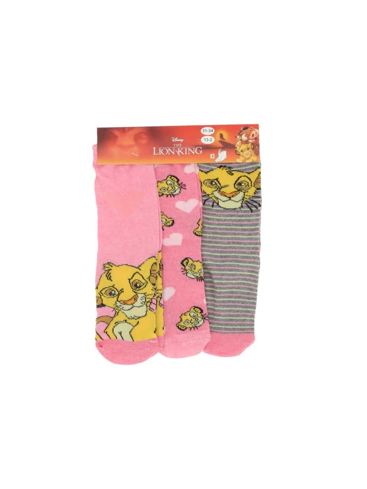 Disney Der König der Löwen Socken im 3er-Pack für Kinder in Pink günstig kaufen