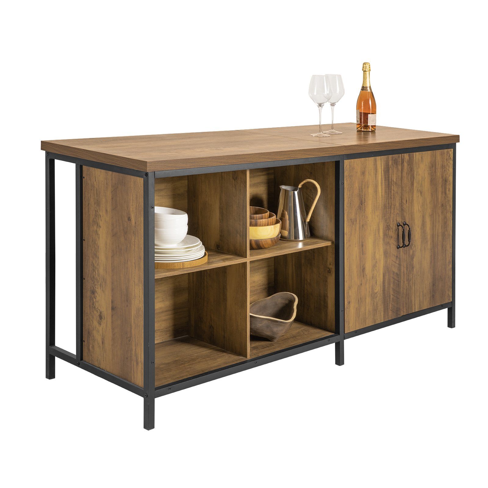 SoBuy Küchenbuffet KNL01 Kücheninsel freistehend Küchenschrank Highborad Kommode Sideboard