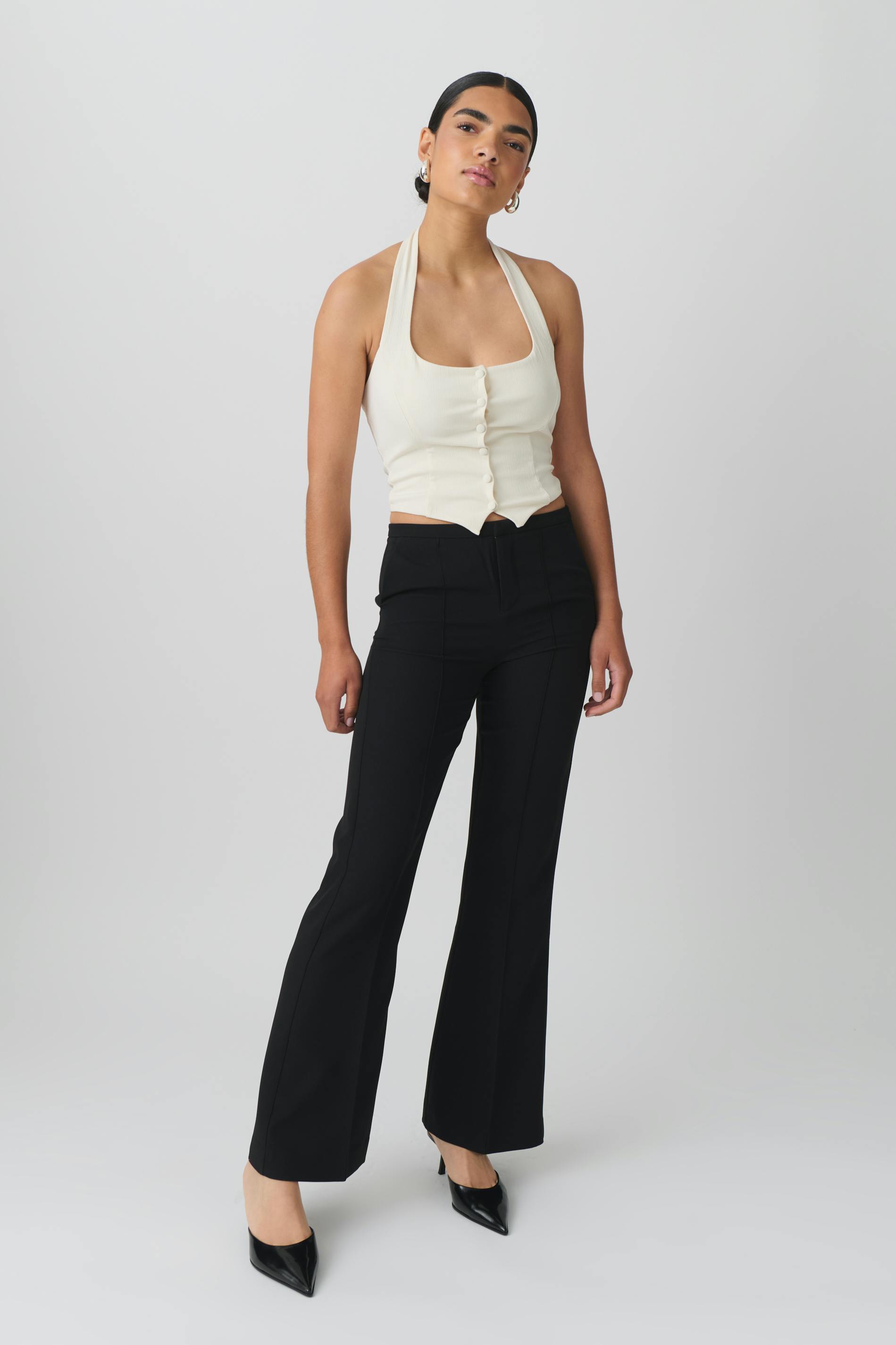 Mid waist bootcut trousers