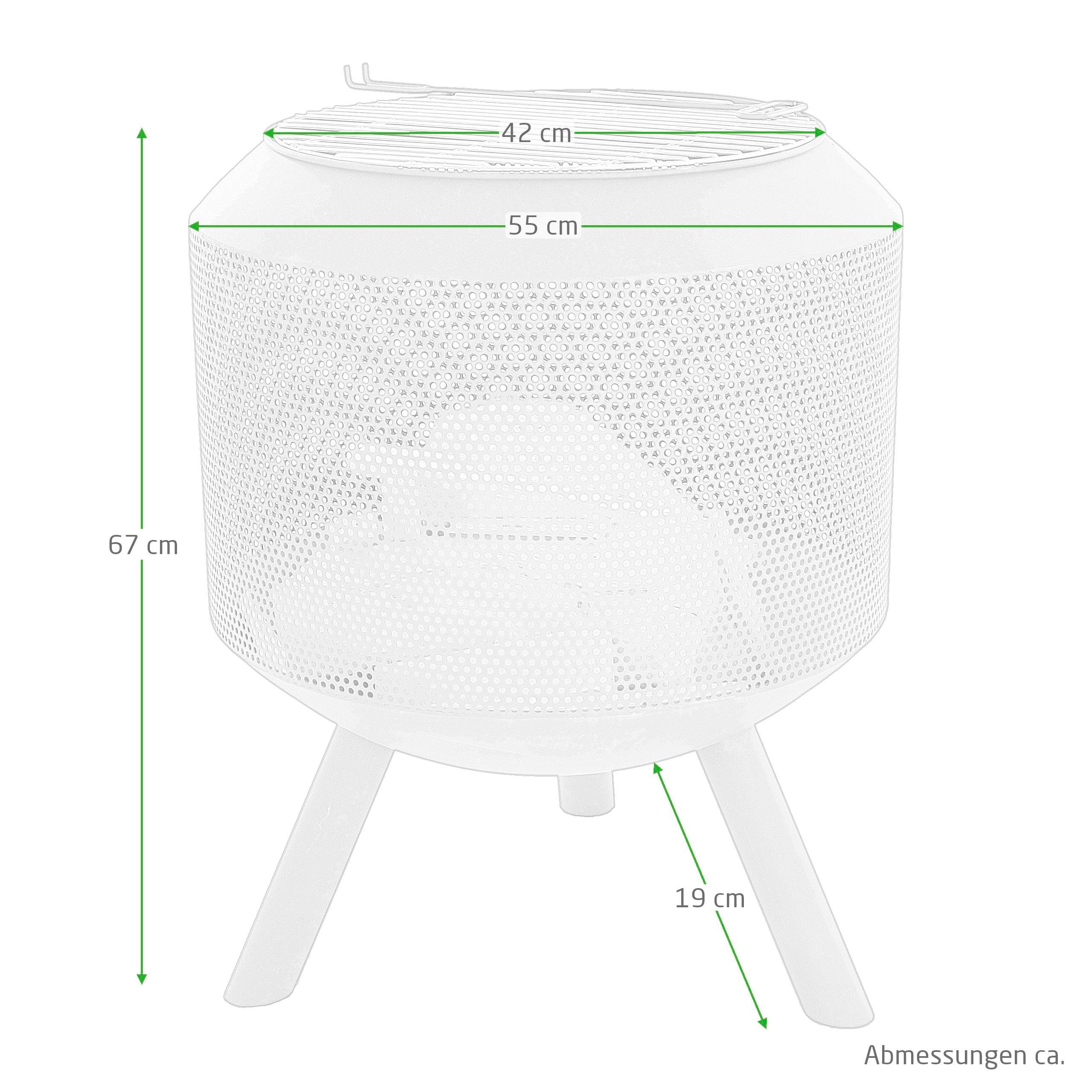Raburg Feuerkorb XXL BEN in SCHIEFER-DUNKELGRAU - extra großer Design Gartenkamin, (Grillrost, Schürhaken)