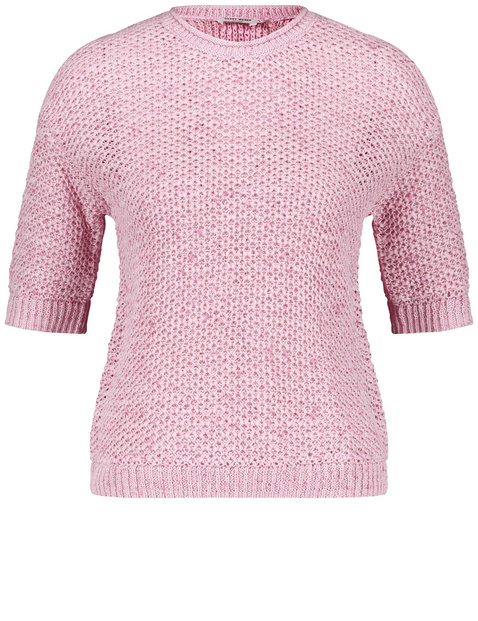 Halbarm-Pullover in Lochstrick