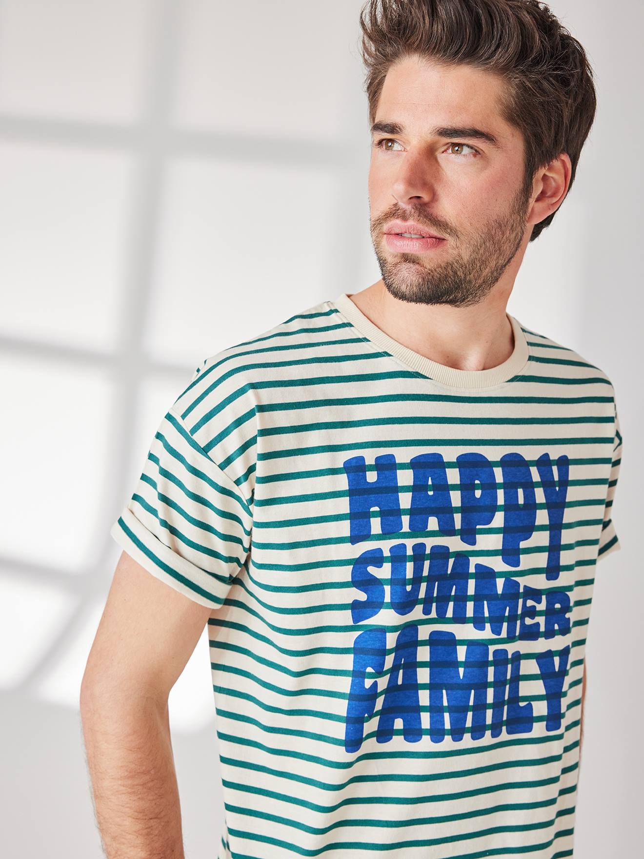T-shirt mixte adulte capsule famille marin rayé vert