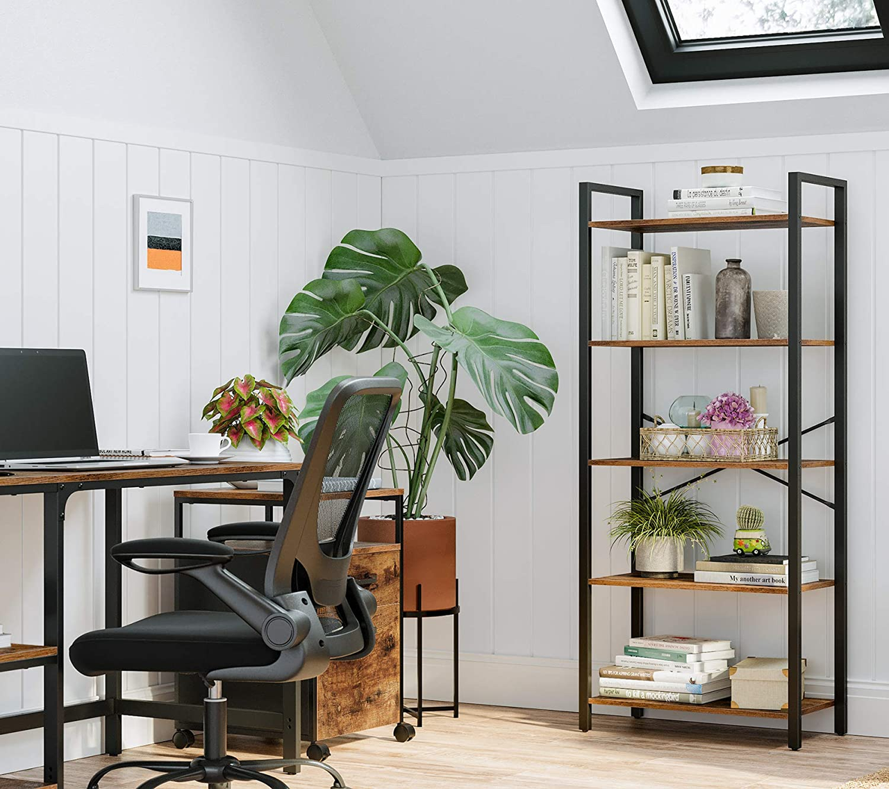 Vasagle Leiterregal, 66x30x153cm, Rustikales Braun