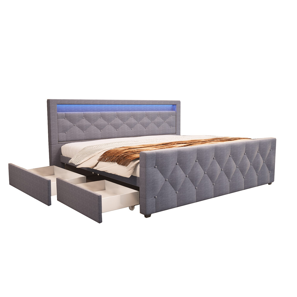 Home Deluxe HOME DELUXE Polsterbett VELARA inkl. Matratze und Topper 180 x 200 cm - Dunkelgrau