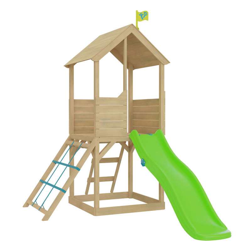 Maisonnette en hauteur + toboggan et filet d'escalade TP Toys