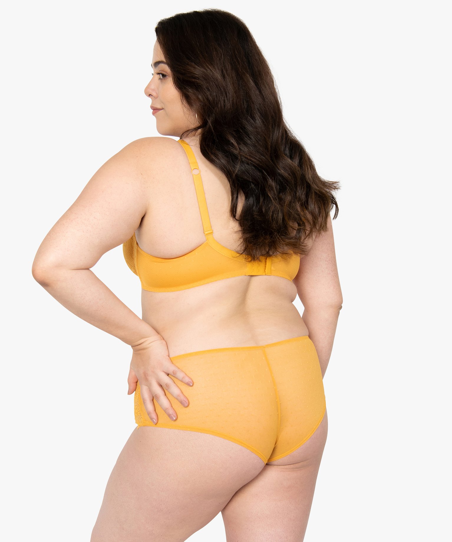 Shortie femme grande taille en tulle et dentelle jaune | GEMO