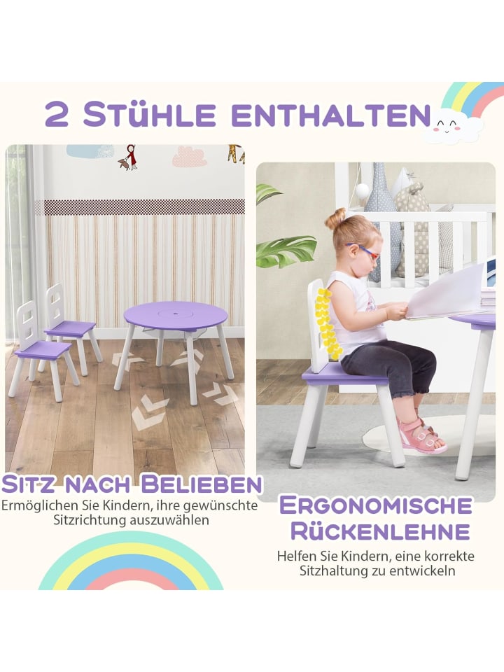 COSTWAY Sitzgruppe 3 tlg. Set in Lila günstig kaufen onesize