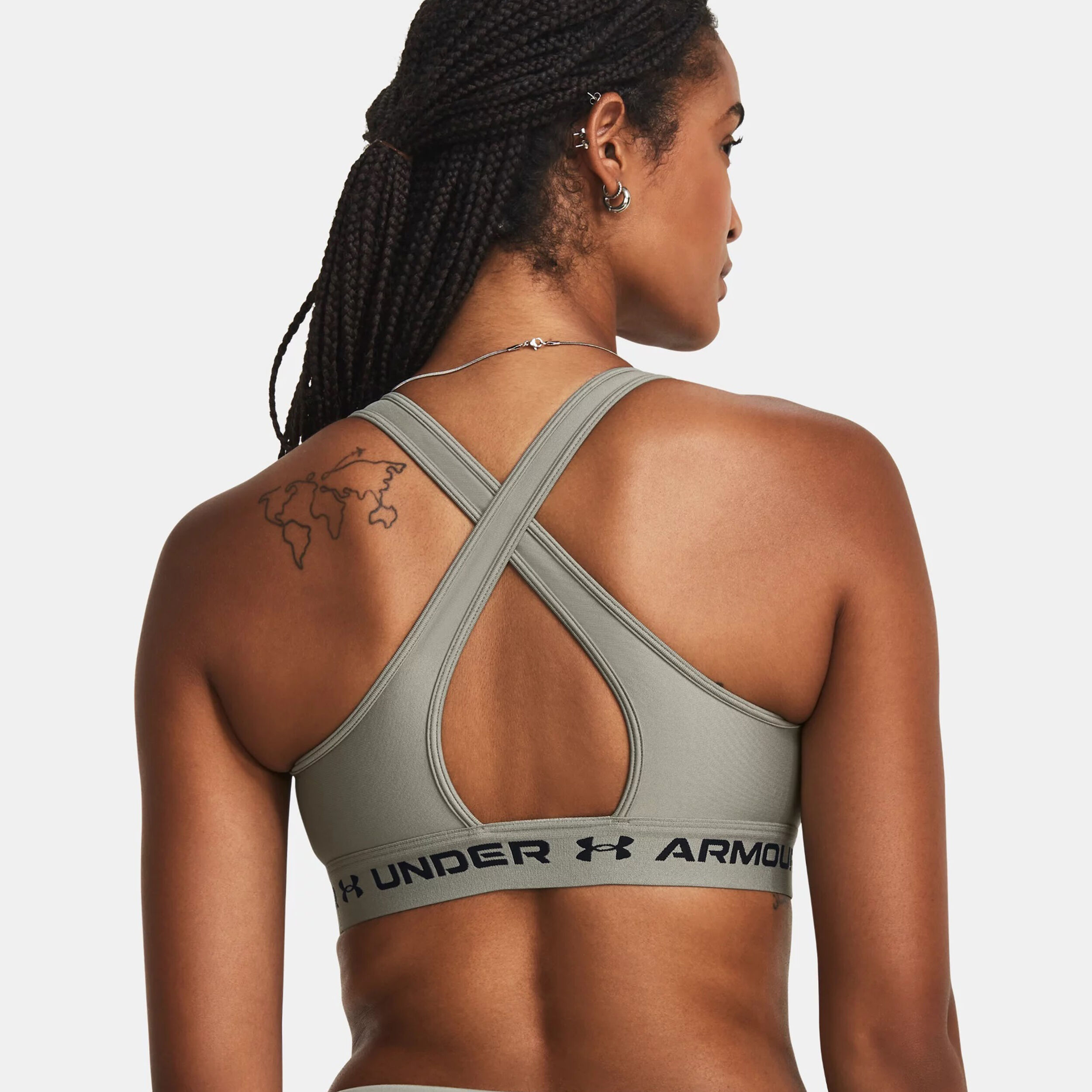 Crossback Mid Sport-BH Damen - Grün, Schwarz