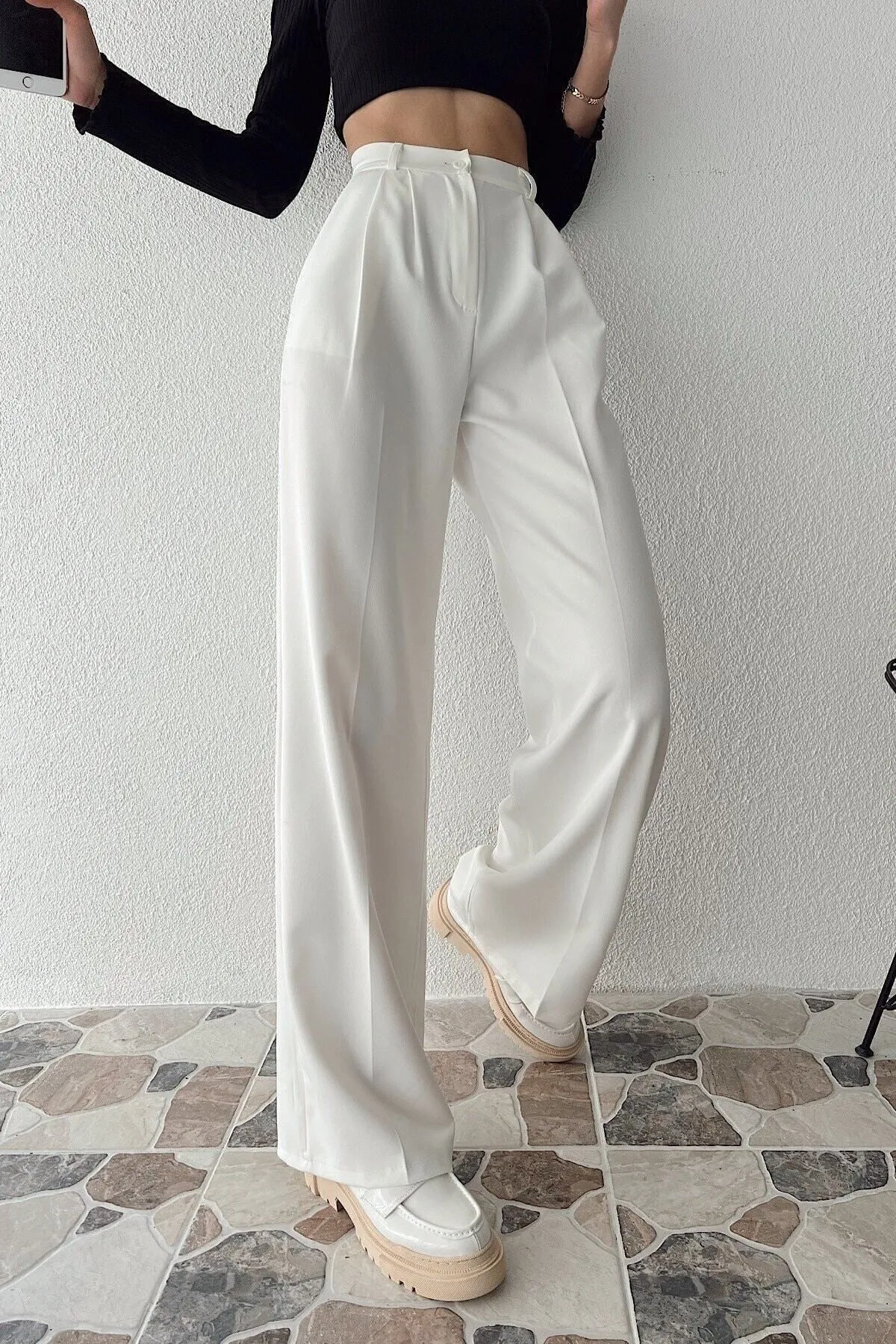 Chiklet  Palazzo-Hose mit weitem Bein und hoher Taille