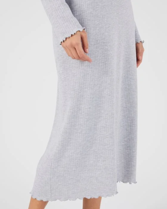 Chemise de nuit maille interlock côtelée douce et souple