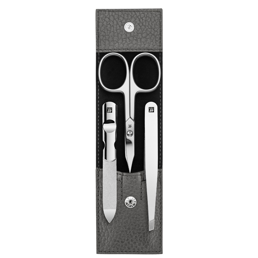 Classic Inox Taschen-Etui. Rindleder. anthrazit. 3-tlg