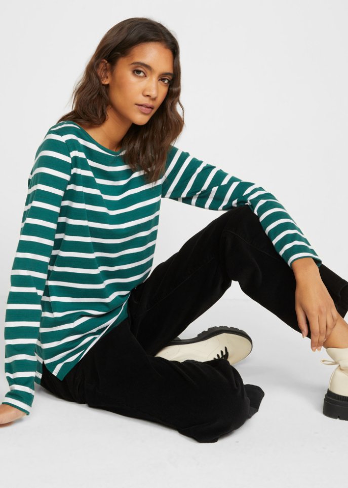 Langarmshirt mit U-Boot-Ausschnitt (2er Pack)