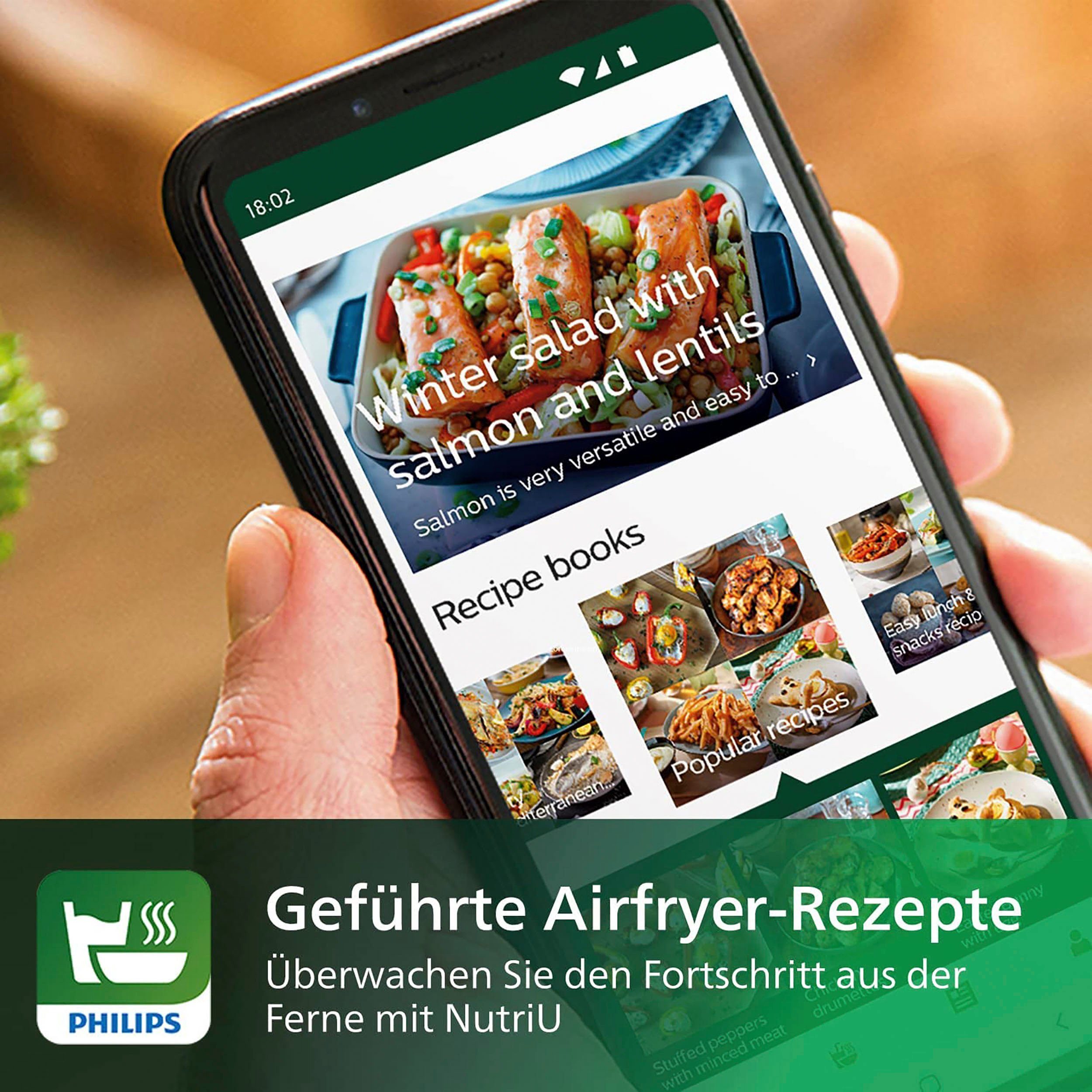 Philips Heißluftfritteuse Airfryer XXL HD9285/96, 2000 W, Gratis Backeinsatz+Grillplatte, WiFi Konnektivität, Warmhaltefunktion
