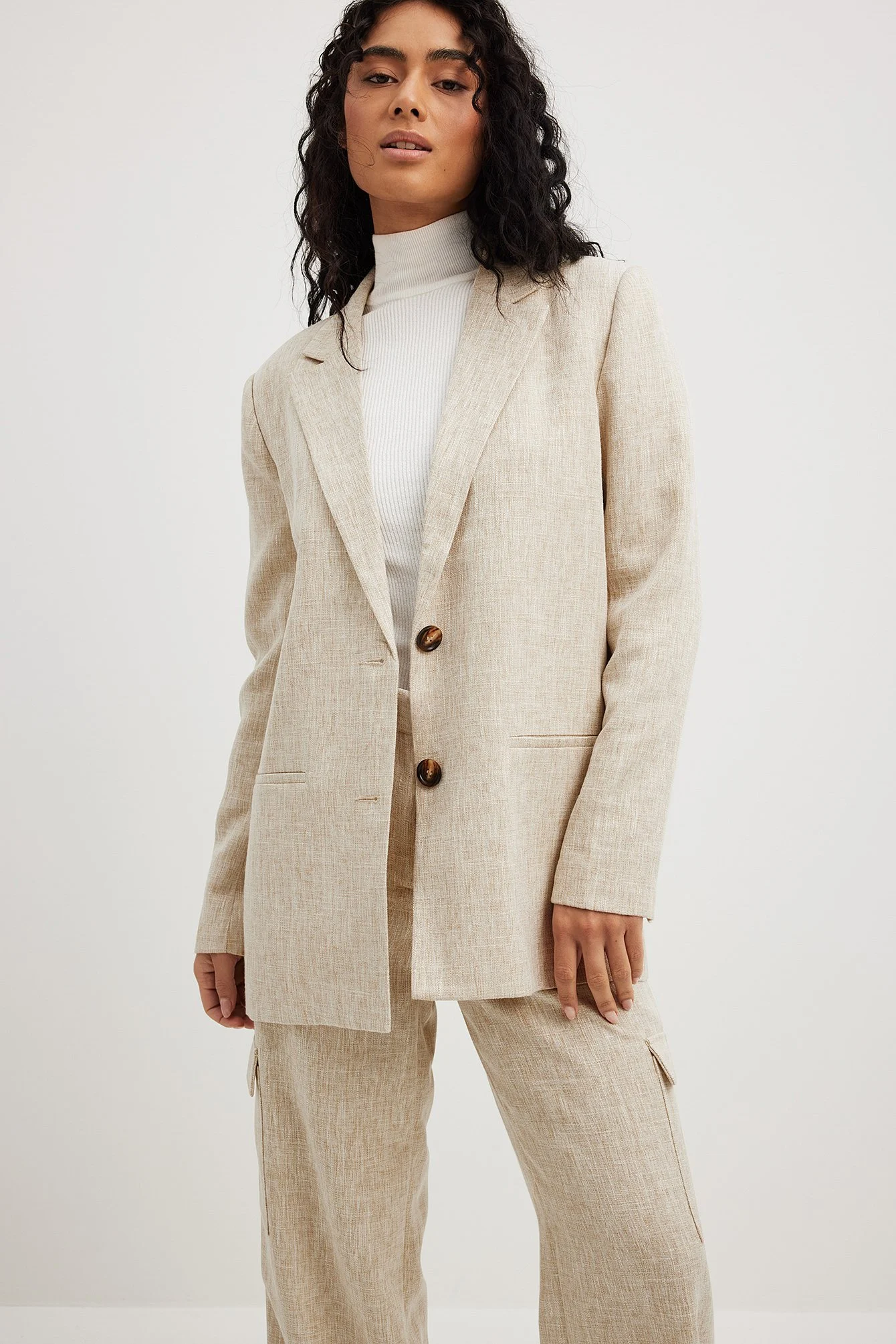 Melange-Blazer mit normaler Passform