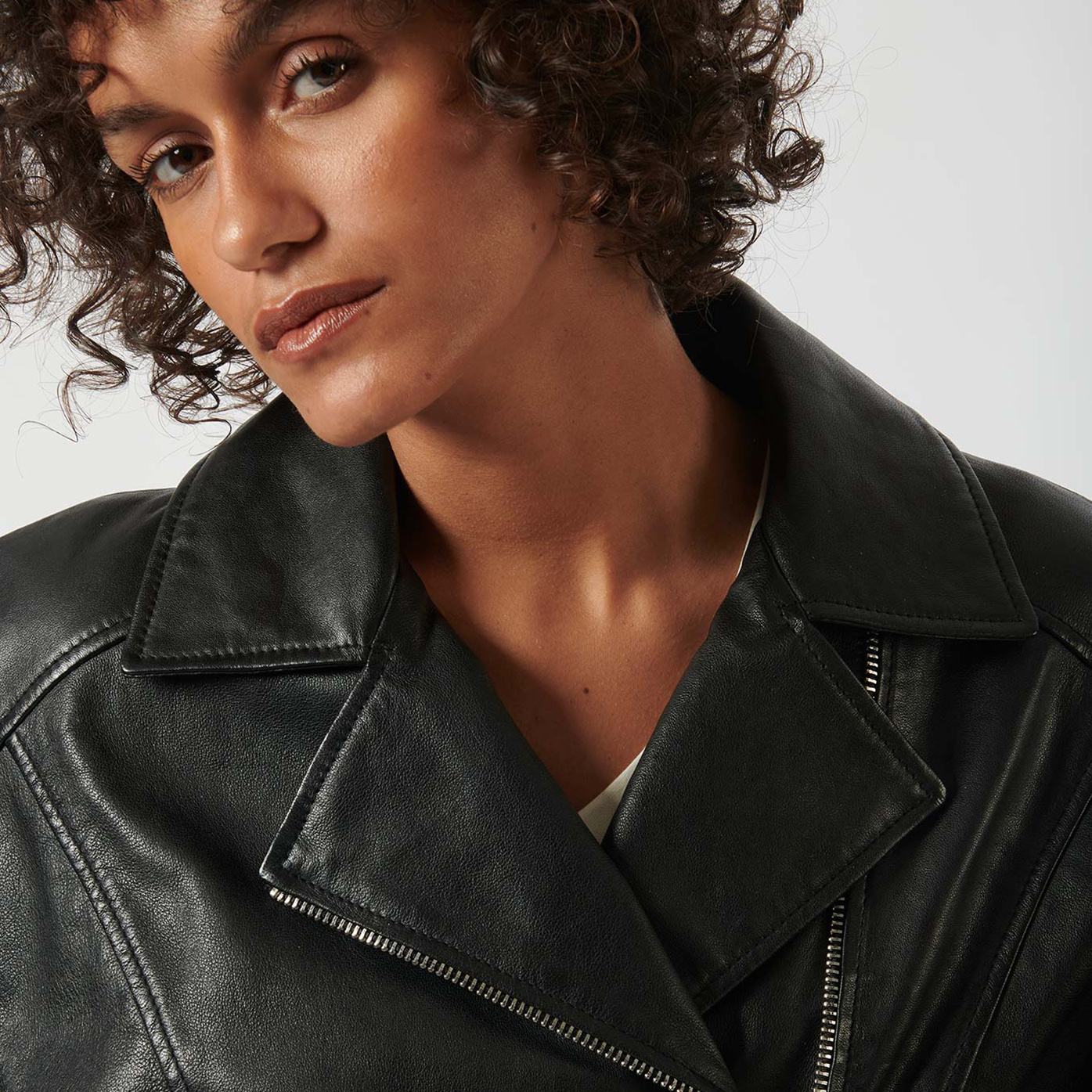 SLIVE  Veste en cuir noir Femme