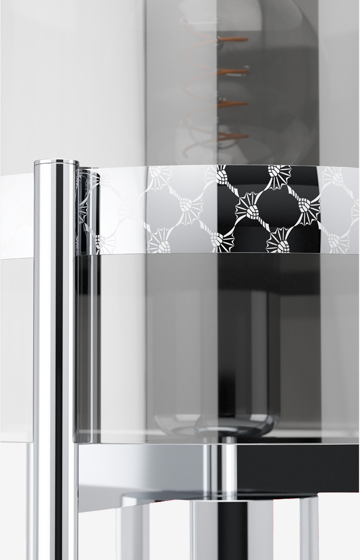 JOOP! ROUND LIGHTS CHROME Tischleuchte, Fumé-Glas/Chrom