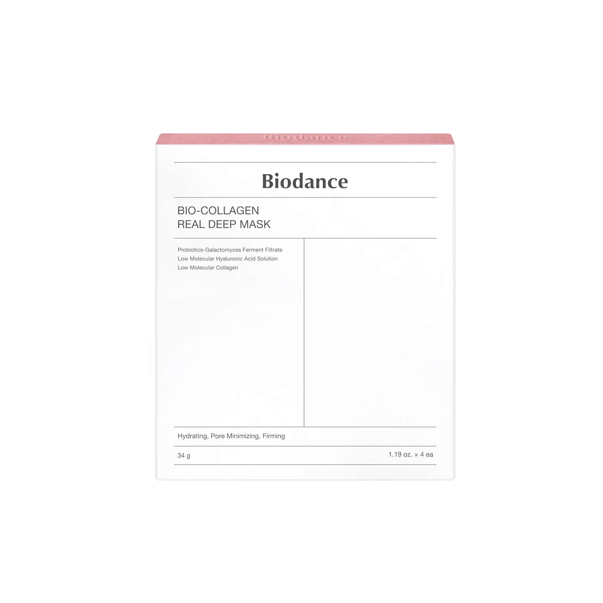 Mascarilla facial hidratante e iluminadora de biocolágeno.