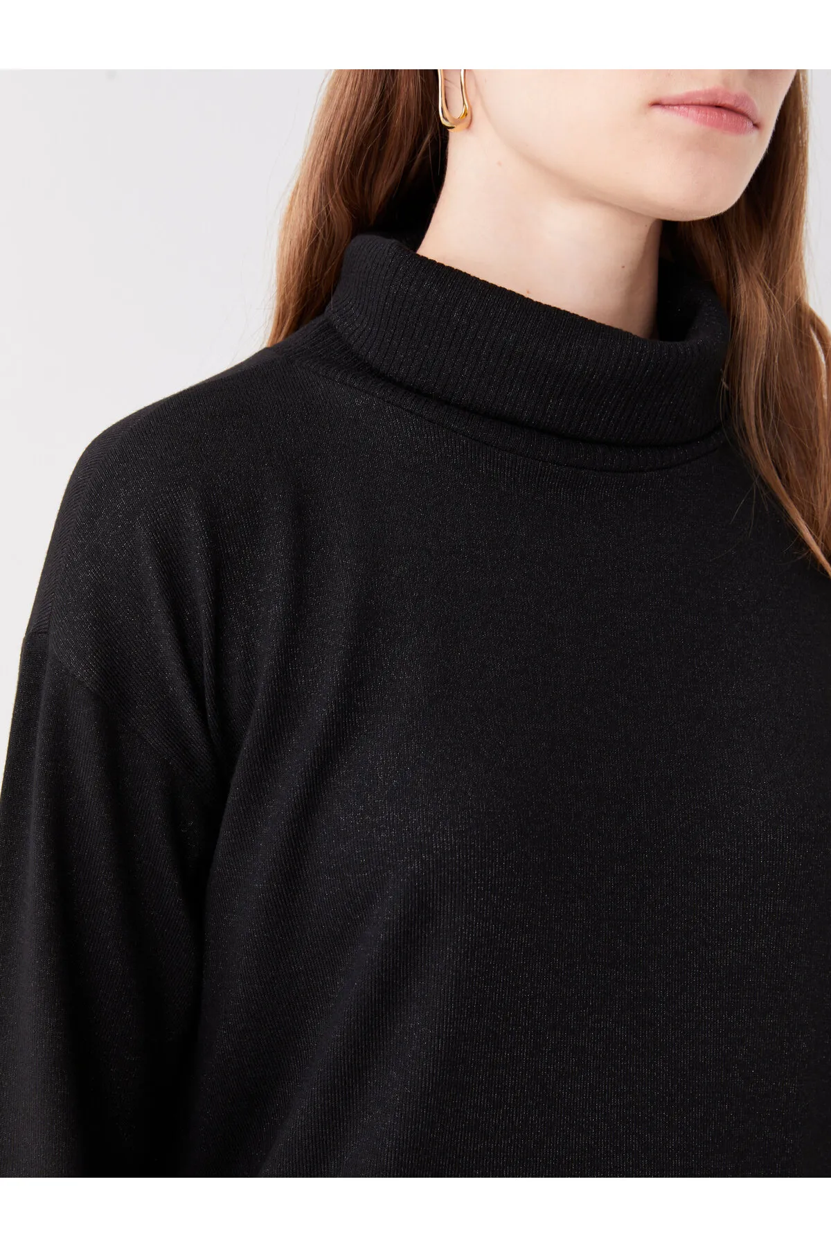 LC Waikiki  Rollkragenpullover, einfarbig, langärmlig, übergroße Damen-Tunika