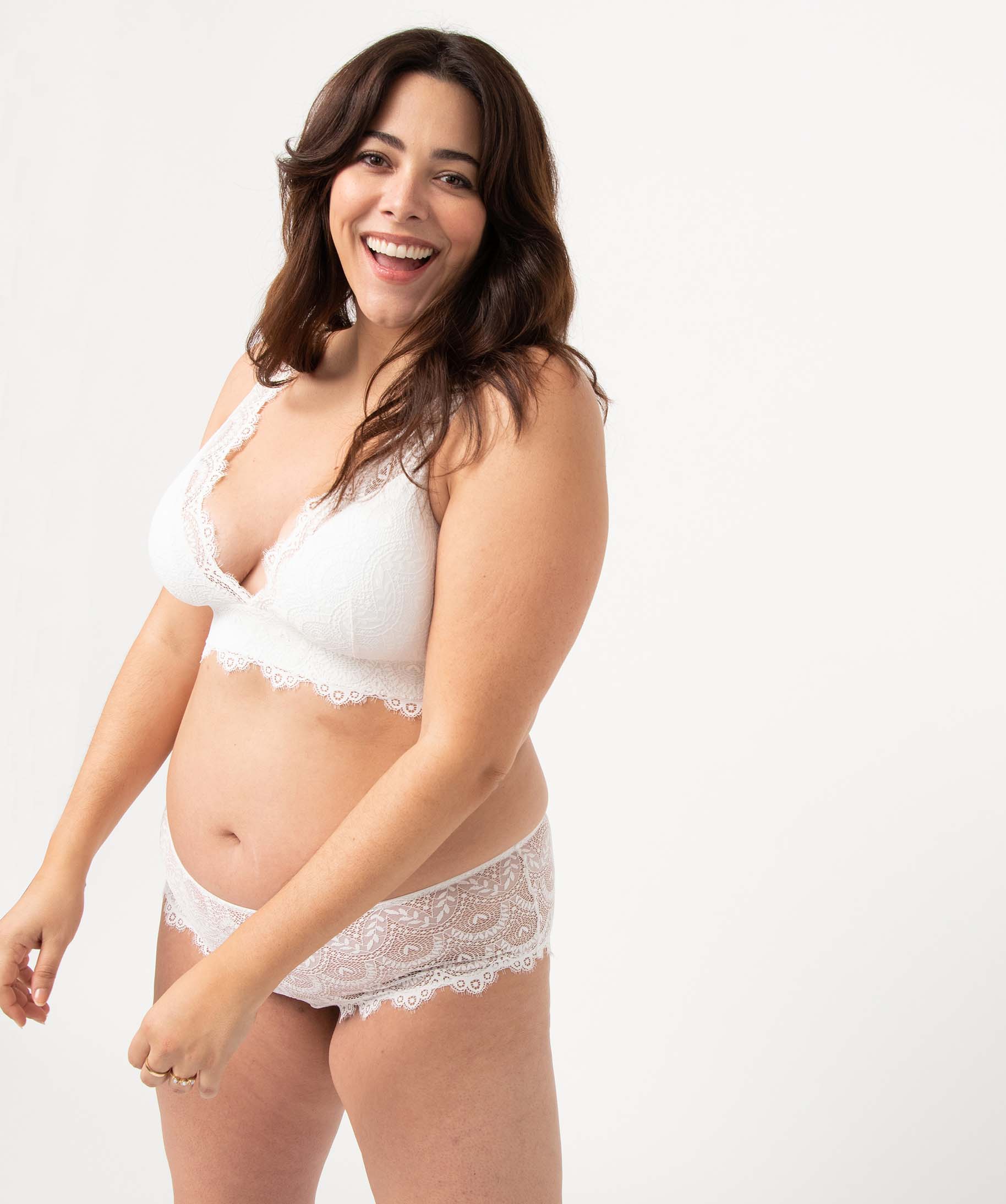 Shorty femme grande taille en dentelle blanc | GEMO