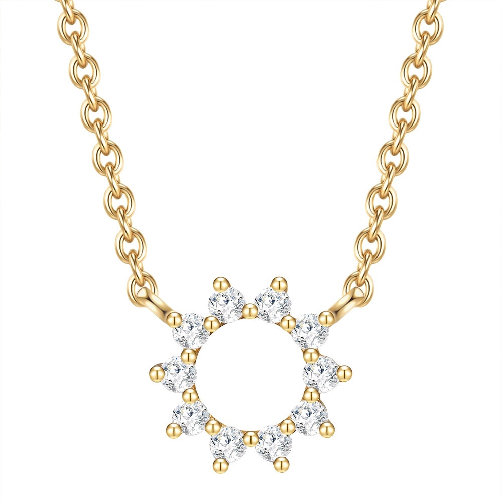 Glanzstücke München Collier en argent Fleur/Cercle Argent sterling Oxyde de zirconium (CZ) en Or jaun collier
