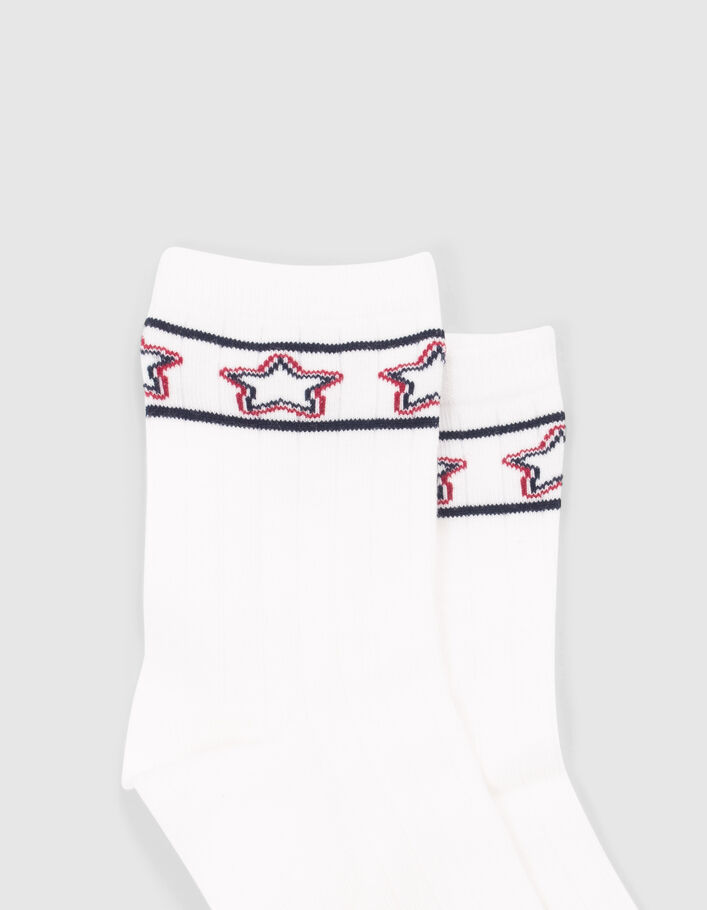 Chaussettes blanches, rouges et silver fille