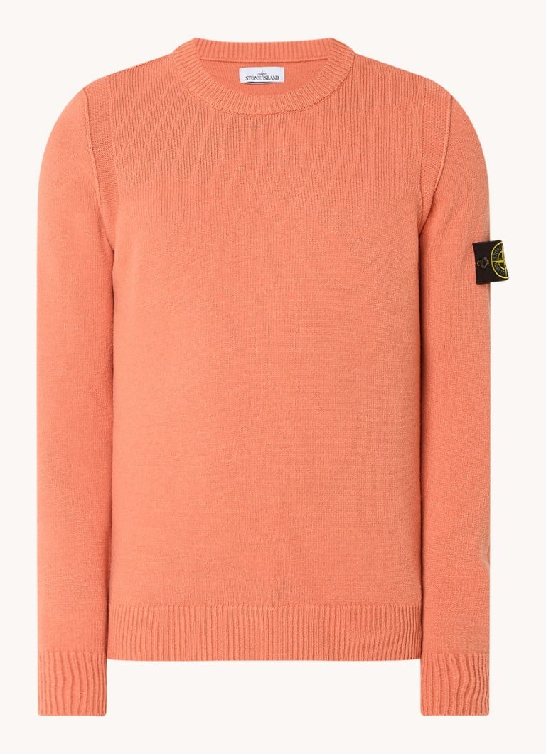 Stone Island 508A3 wool blend fine knit sweater with logo