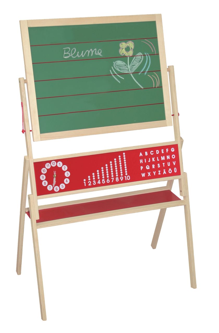 Roba Tafel, Standtafel drehbar, Schreibtafel liniert, Maltafel magnetisch, Kindertafel Holz, natur