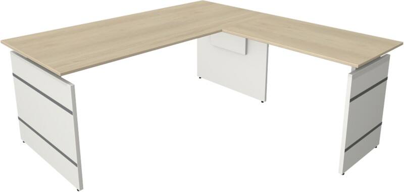 Kerkmann Form 4 Höhenverstellbar Schreibtisch L-förmig Ahorn Weiß 1.800 x 1.800 x 760 mm