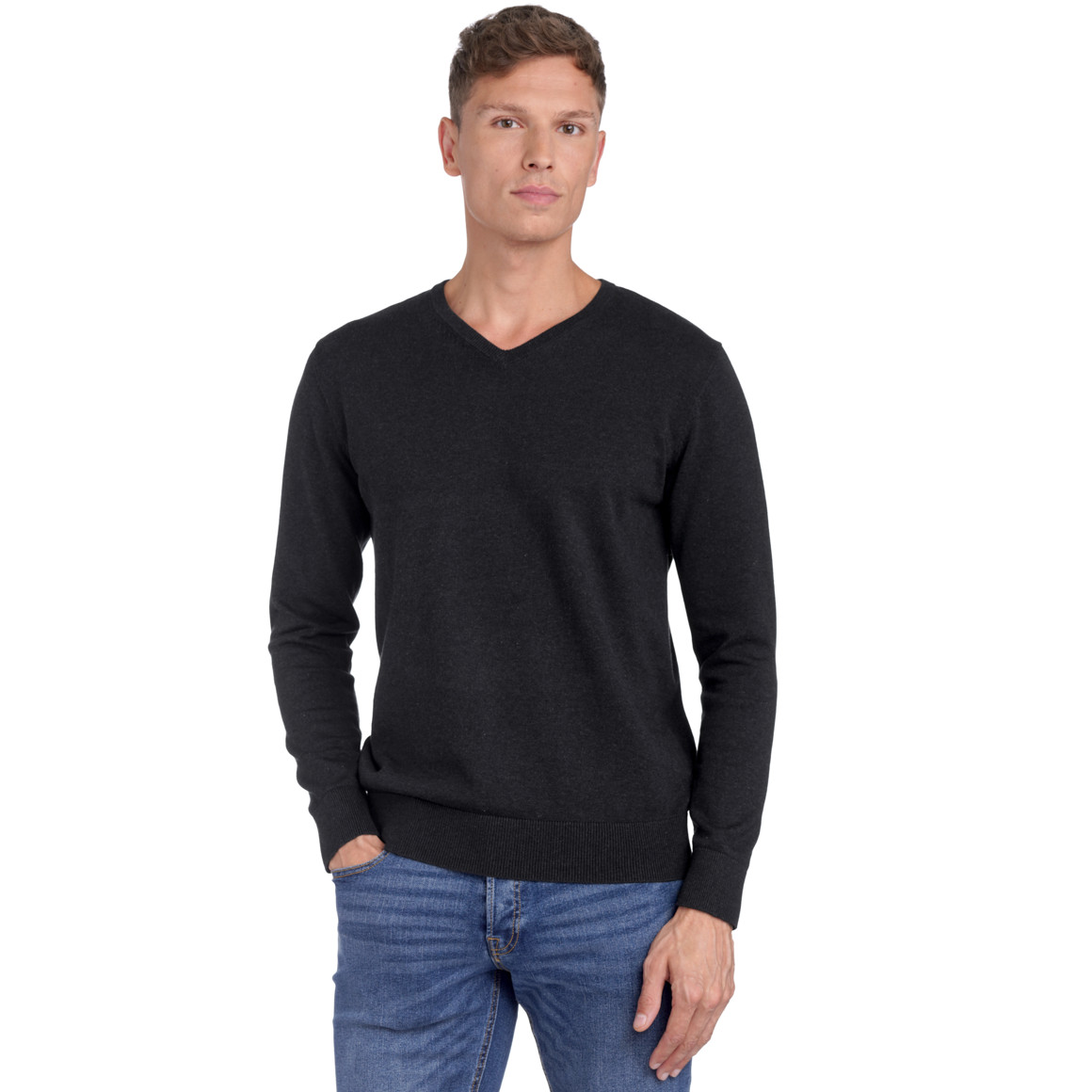 Herren Feinstrickpullover mit V-Ausschnitt
