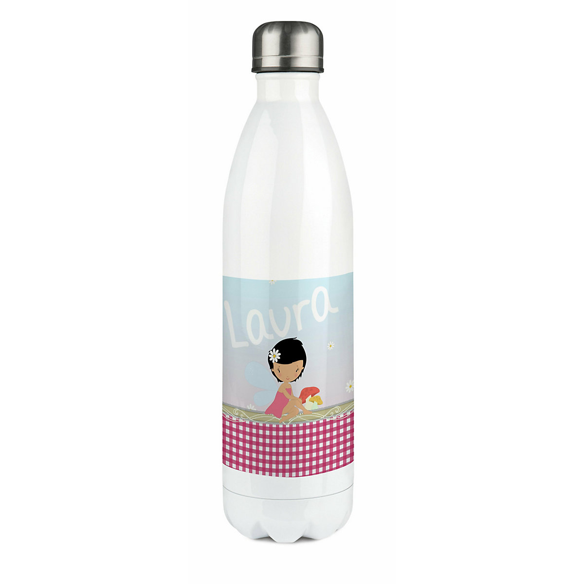 Edelstahl Kinder Thermoflasche / Trinkflasche bunt Fee Spülmaschinenfest, Auslaufsicher, Bruchfest, Doppelwandig, Für Heißgetränke geeignet, Mit Deckel, Isoliert