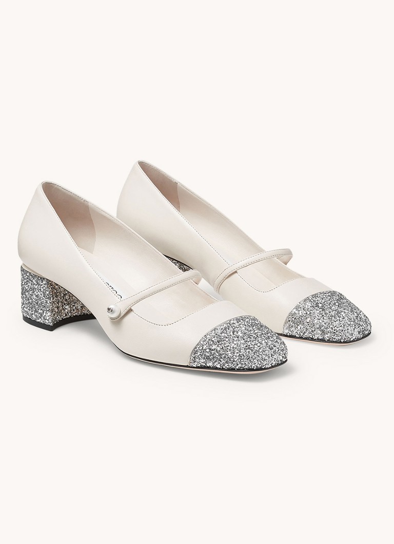 Jimmy Choo Elisa 45 Pumps aus Lammleder mit Glitzerdetails