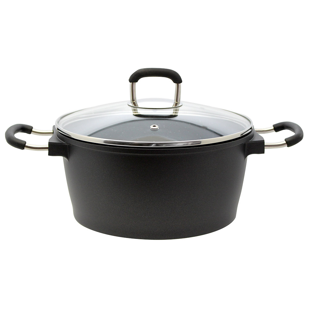 Casa Royale Aluguss-Topf mit Glasdeckel Hamar, Ø ca. 20 cm - Schwarz