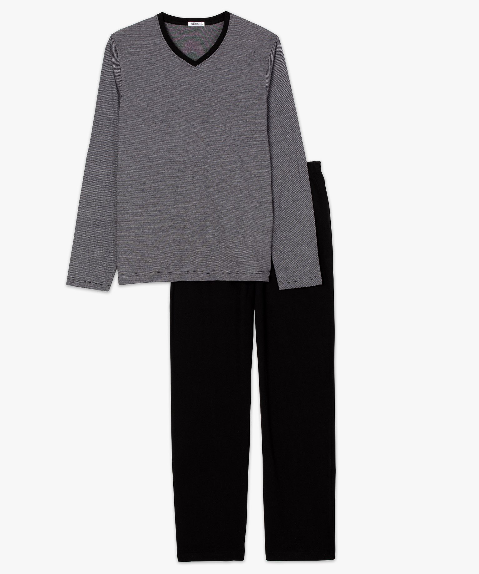 Pyjama homme bicolore à manches longues noir | GEMO