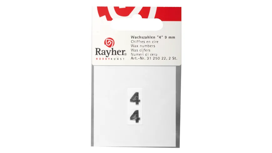 Rayher Wachszahlen -4- silber 9mm 2Stück