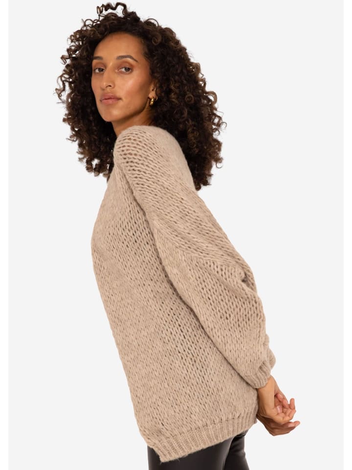 SASSYCLASSY Oversize Strick-Cardigan in Beige günstig kaufen