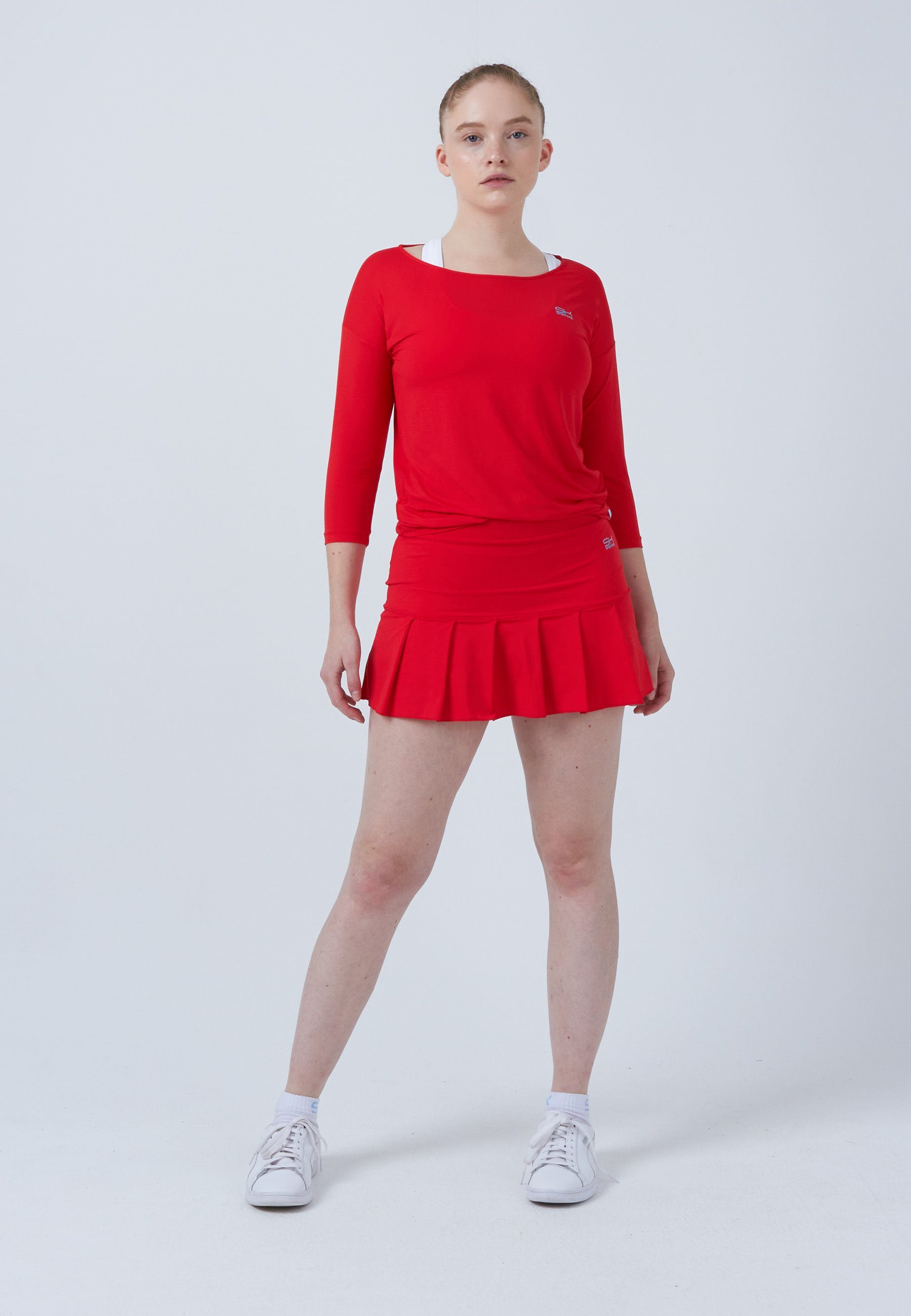 SPORTKIND Funktionsshirt Tennis 3/4 Loose Fit Shirt Mädchen & Damen rot